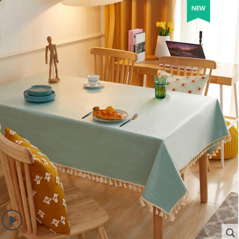 B387 Japanese style simple cotton and linen fabric tpu tablecloth wash-free waterproof and oil-proof tablecloth rectangular anti-scalding coffee table