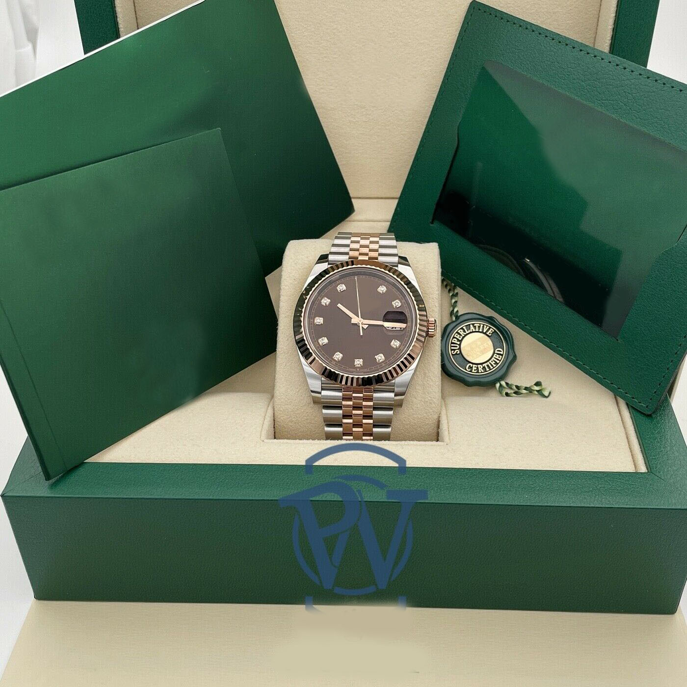 Reinforced true waterproof 41mm Chocolate Dia 126331 EveRose Gold Complete Mechanical Automatic Men's watch with box