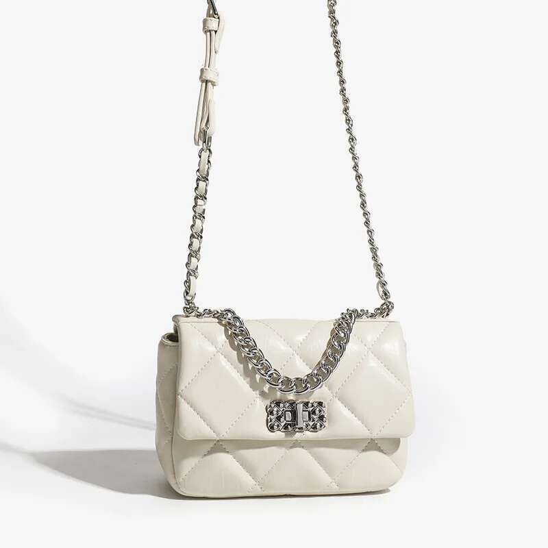 Xiaoxiangfeng Dia Grid Chain Buckle Soft Leather Shoulder Crossbody Bag, Women's Bag