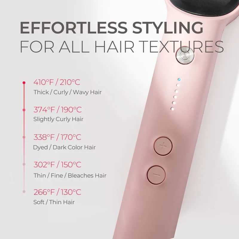 TYMO Ring Hair Straightener Brush Hair Straightening Iron with Built-in Comb Anti-Scald Dual Voltage Pink W250521 - view 7