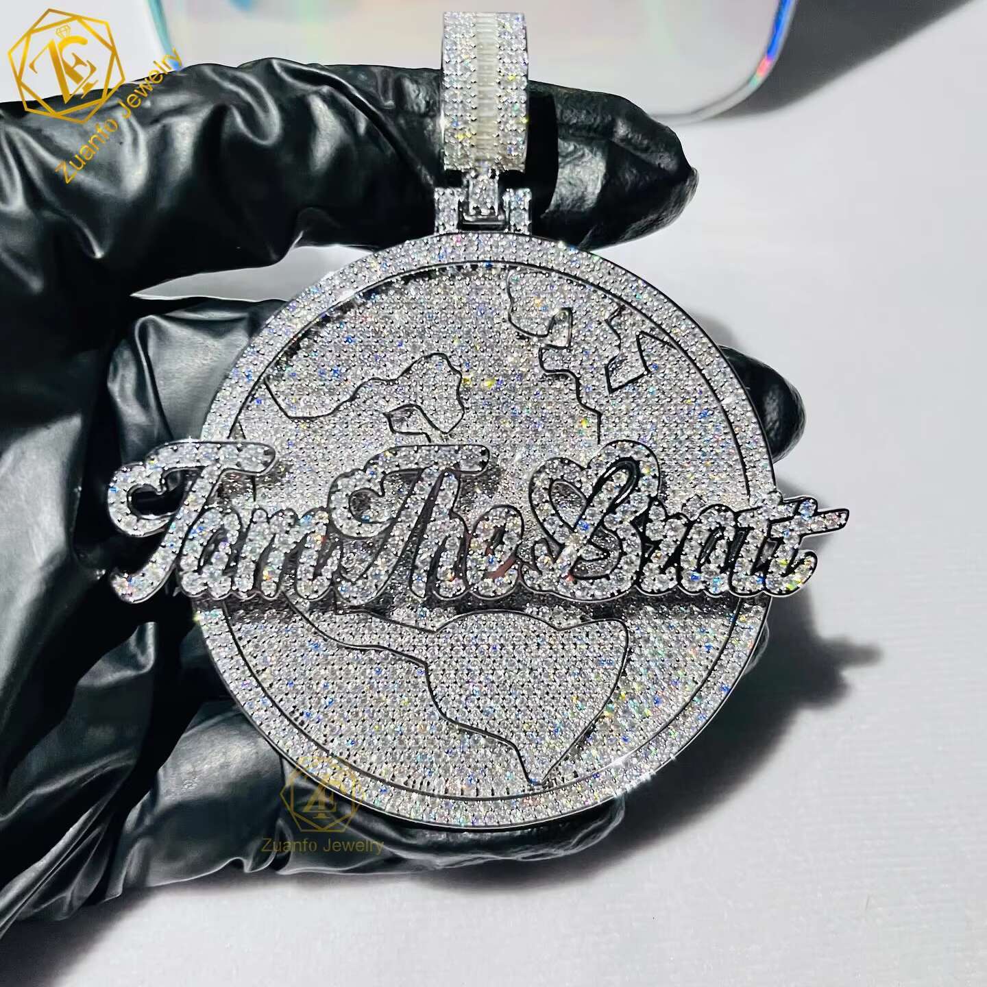 High-End Custom 925 Sterling Silver Hip Hop Jewelry Sparkle Iced Out Baguette Moissanite Letter Name Pendant
