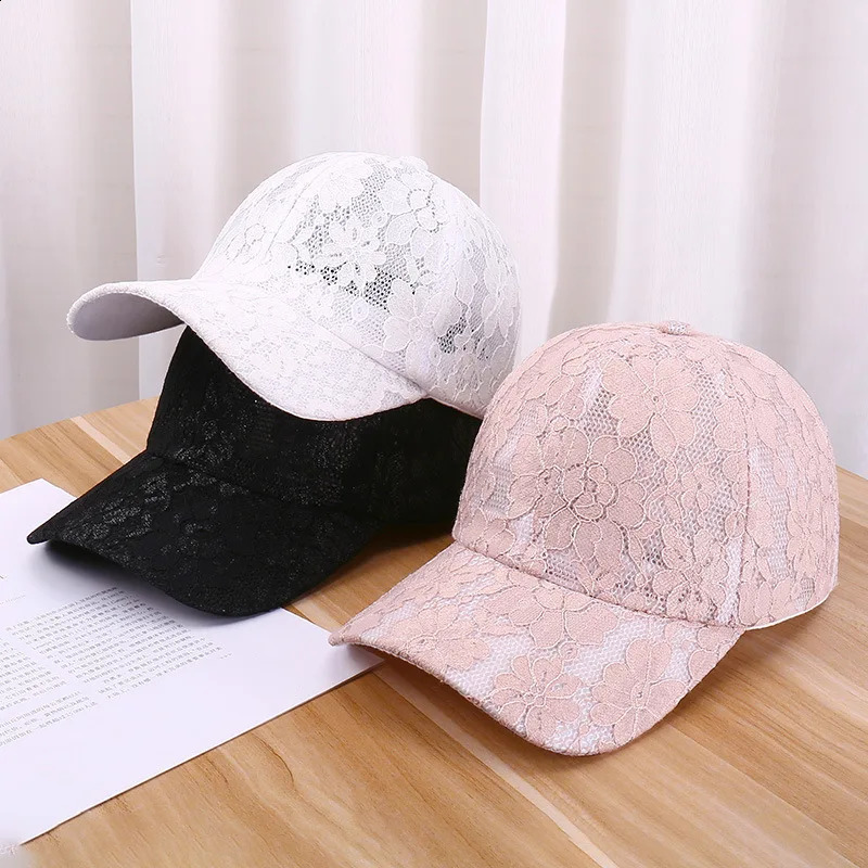 Duck tongue hat womens summer hollow breathable baseball hat versatile Korean version lace flower sun hat outdoor sun hat 250603