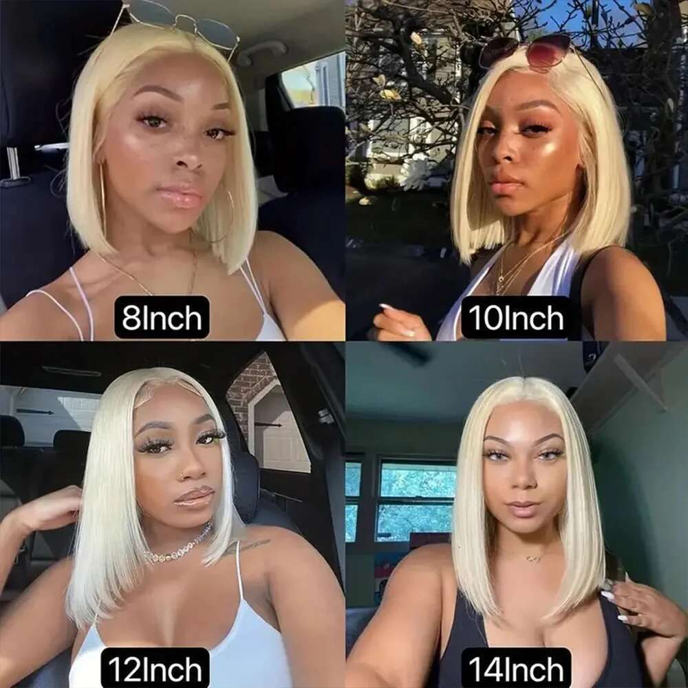 613 Blonde Bob 13x4 13x6 Front Wigs Human Hair Pre Plucked Transparent 200% Density Lace Frontal Wig Bo
