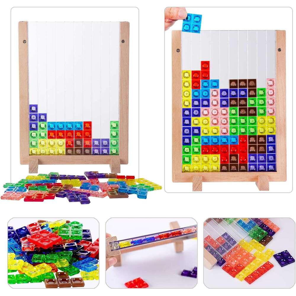 DHGadgets Russian Blocks Puzzle,3D Transparent Brain Teaser Toys, 3D Puzzles, Montessori Toys for 3 4 5 6 7 8 9 10 Year Old Boys Girls Kids