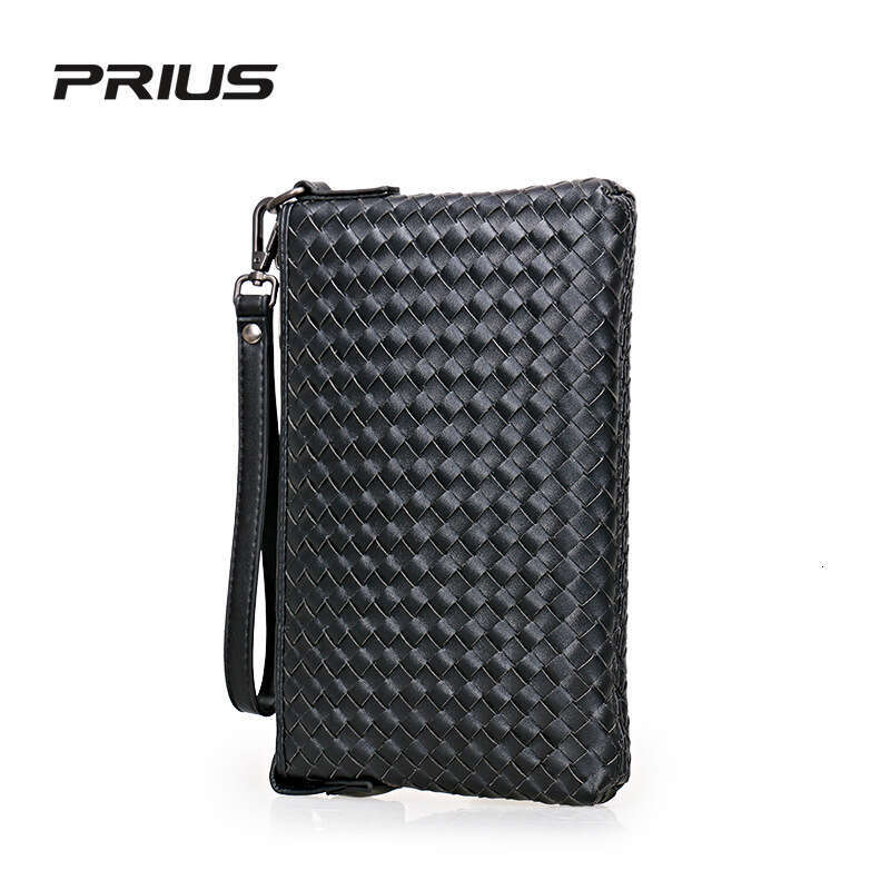 Men's Large Capacity Handbag Woven Leather Grip Bag White Label None