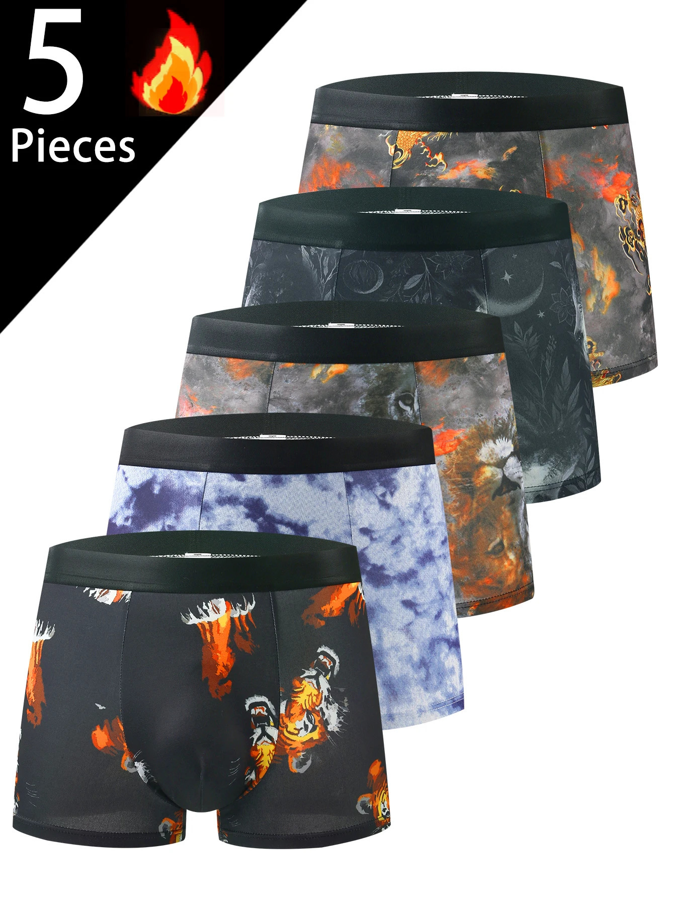 5-pcs mens boxer briefs animal prints trendy fashion prints mens boxer briefs mens boxer briefs 250519