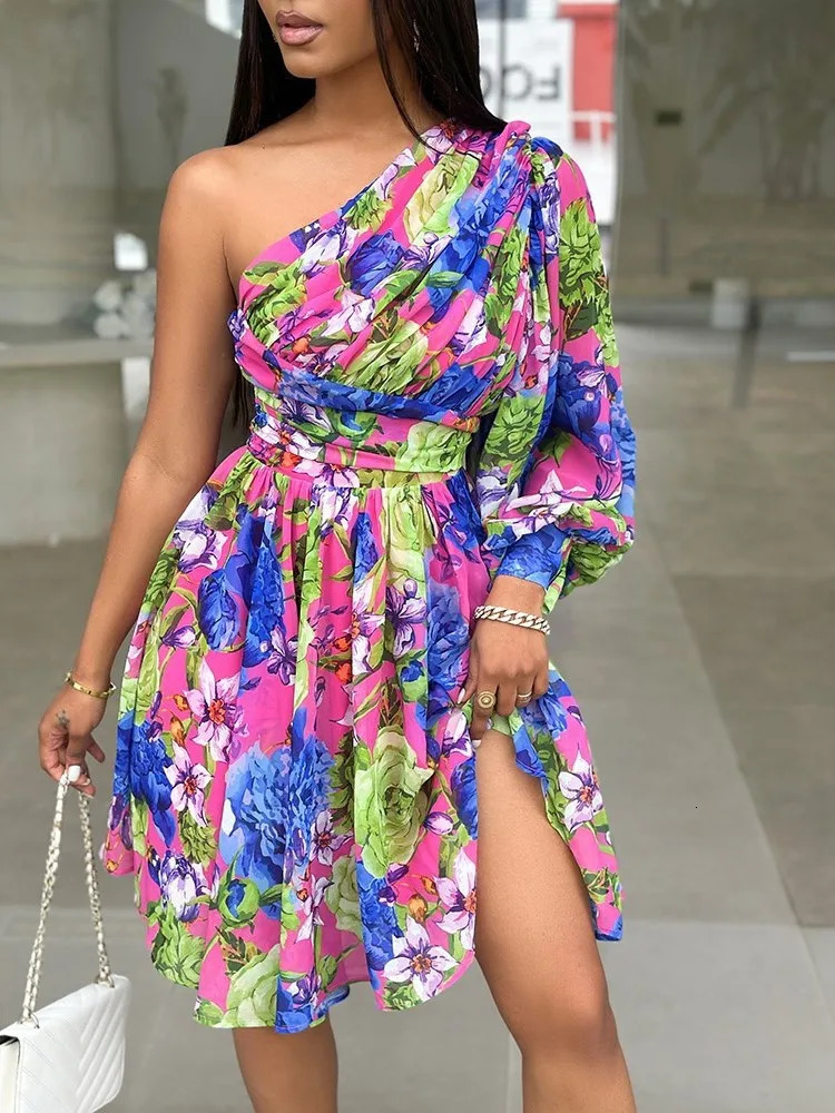 Boho Print Women Dress Spring Fashion Sexy Off Shoulder Office Elegnat Casual Dresses Female Sweet Party Dress Robe Femme 250519
