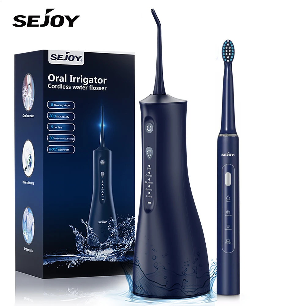 SEJOY Electric Teeth Cleaner Kit Dental Oral Irrigator Portable Dental Water Flosser 5 Modes Mouth Washing Machine 250520
