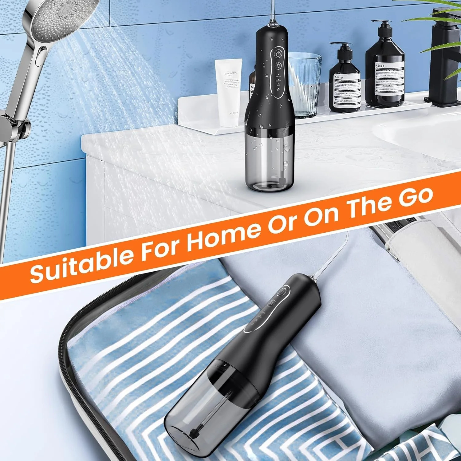 Oral irrigator USB rechargeable dental floss portable sprayer 260ML water tank waterproof oral care cleaning 250519