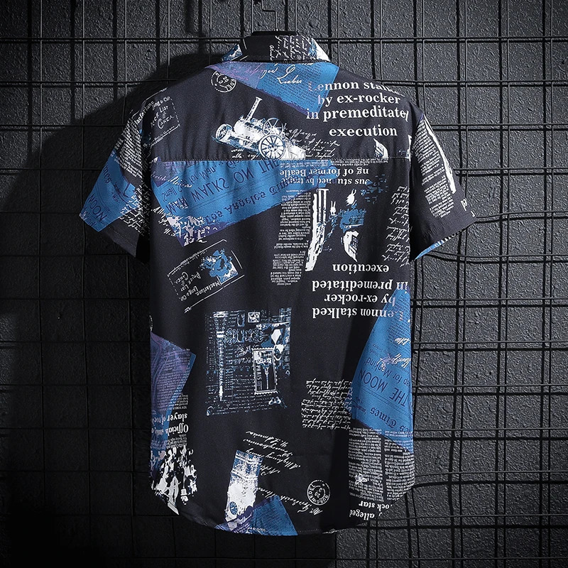 Mens Printed Shirt Seaside Vacation Casual Top Large Size Oversized Beach Clothing 250516