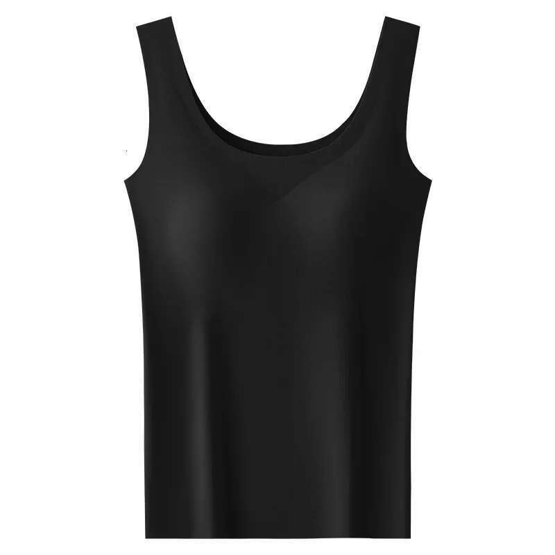 2PCS/Lot Silk Seamless Tank with Fixed Chest Pad Women's Camisole Top Sleeveless Inner Outerwear Camison Verano High Strecth