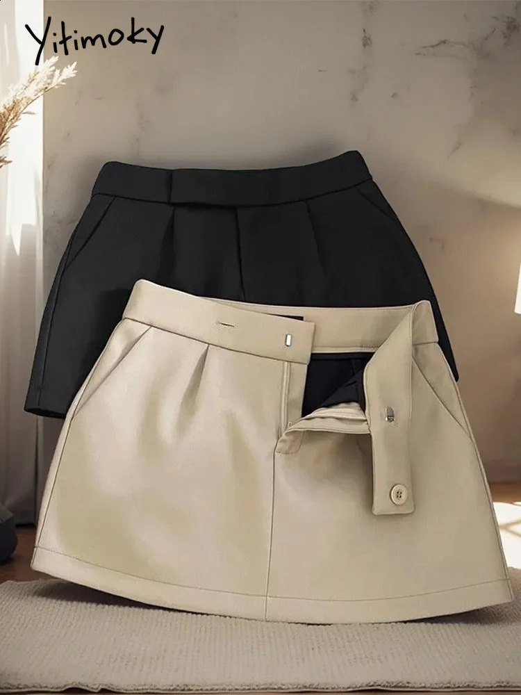 Vintage Skirt Fashion Streetwear Casual Skirts Solid Pockets Wrap The Buttocks Sweet Mini 2025 Spring Summer 250513Z