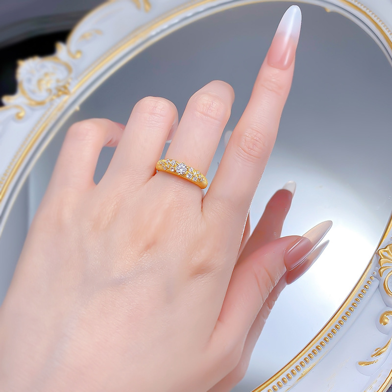 S925 Sterling Silver Gold Plated Starry Sky Ring, Elegant Luxury, Minimalist, Unique, High-end, for Special Occasions.