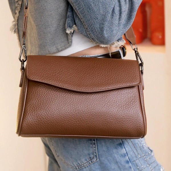 2025 Spring/Summer New Women's Bag Simple Multi functional Shoulder Bag Underarm Bag Handheld Crossbody Bag Litchi Pattern Designer Solid Color C