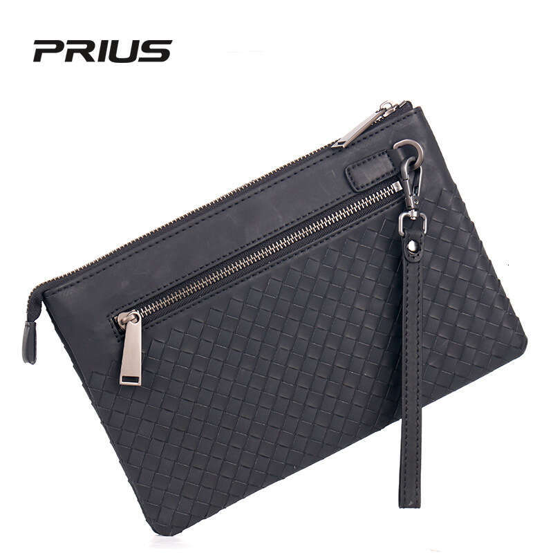2025 Spring/Summer New Handbag Oil Wax Leather Woven Men's Multi Layer Handheld Bag White Brand Non Trendy