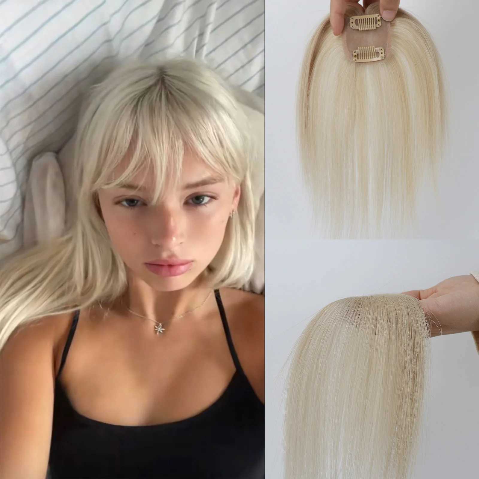 5X5cm Base Remy 15cm Fringe Pieces 4D Air Bangs Silk Skin Top Topper Brazilian Human Hair Toupee S25521