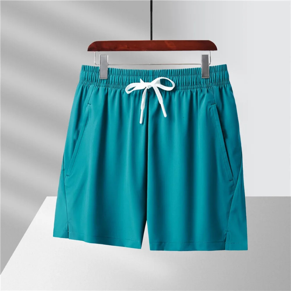 Mens Summer Beach Hawaiian Shorts Casual Solid Color Ice Silk Loose Quick Dry Sports Shorts 250519