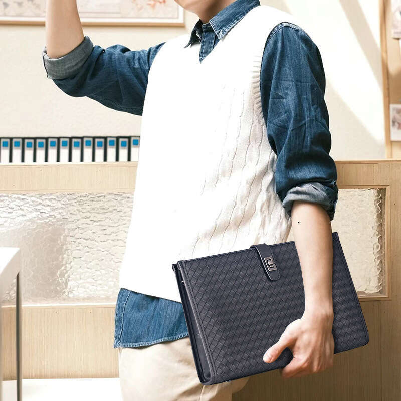 2025 Men's Oil Wax Leather Weaving Diagonal Cross Large Size Handbag iPad Single Shoulder Bag Trend