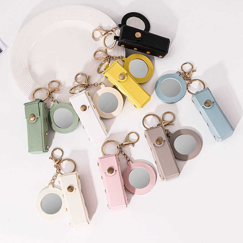 Change Mouth Red Envelope Creative Mirror Keychain Small Pendant PU Leather Car Bag Hanging Accessories