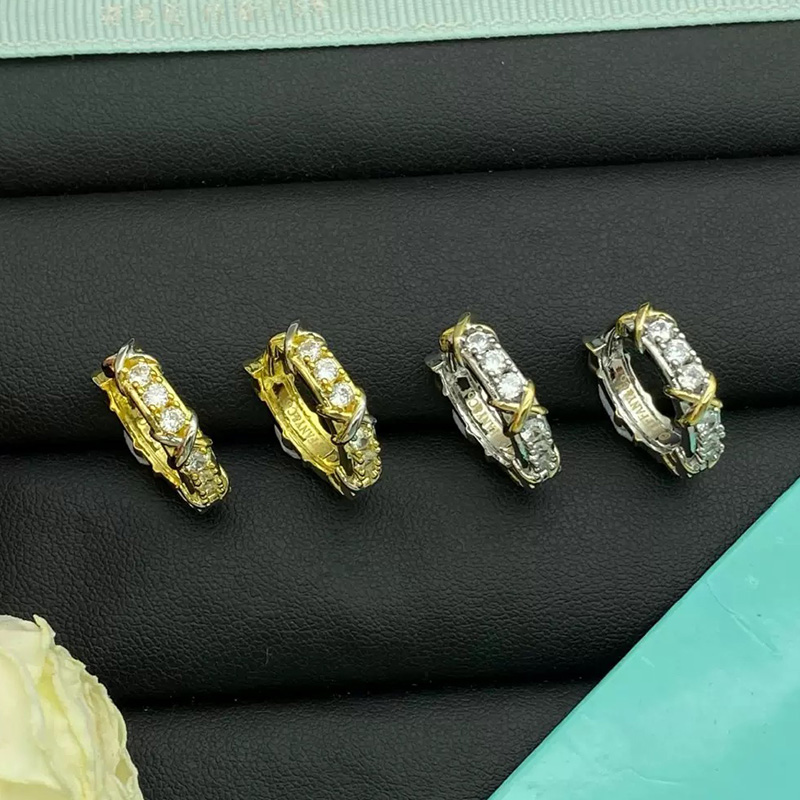 Brand's new designer earrings for women Luxury electroplated 18K gold moissanite earrings European Fashion Simple Hoop Earrings