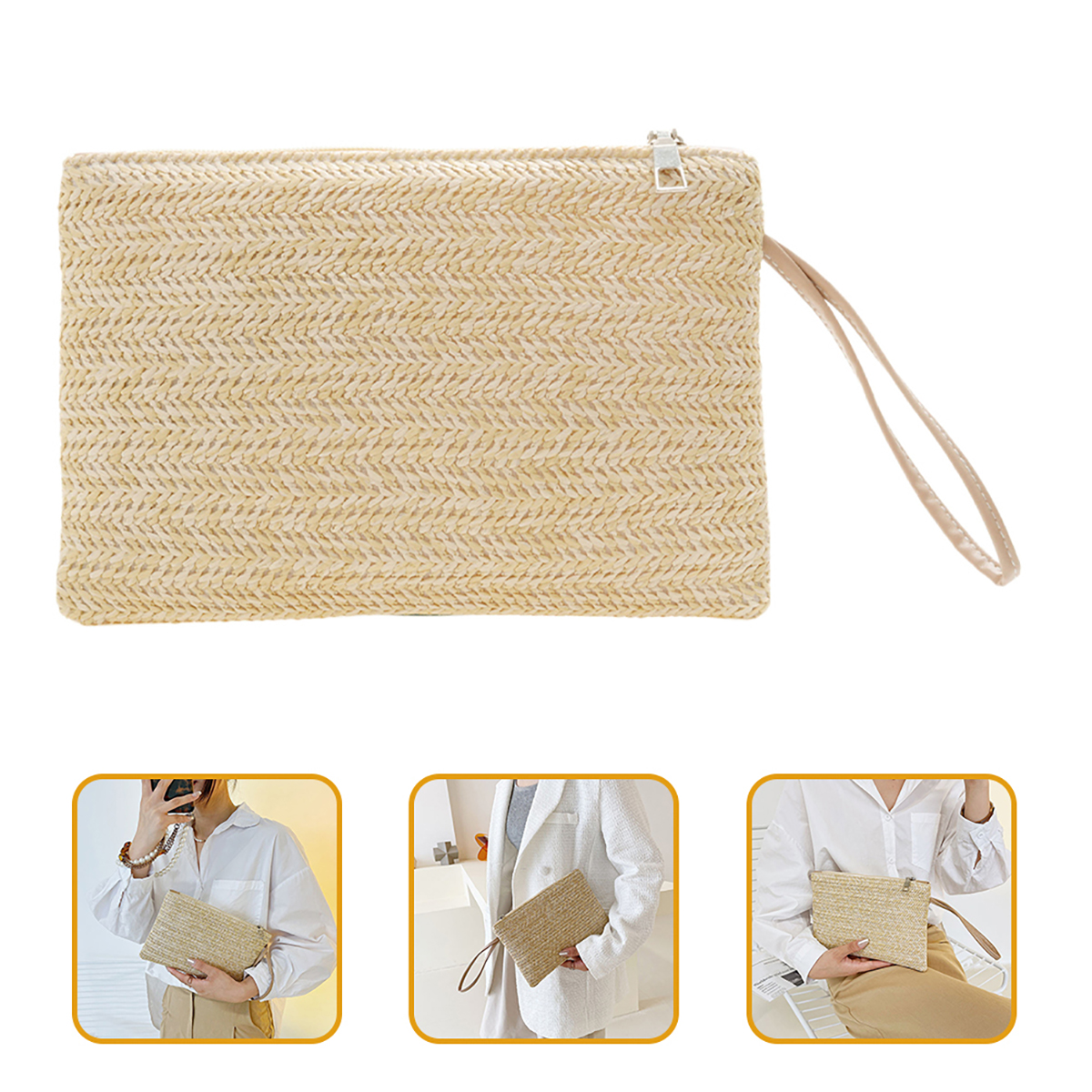 Beach handbag clip for wallet texture, niche trend, woven bag, fashionable, simple, printed, beautiful envelope bag cmc
