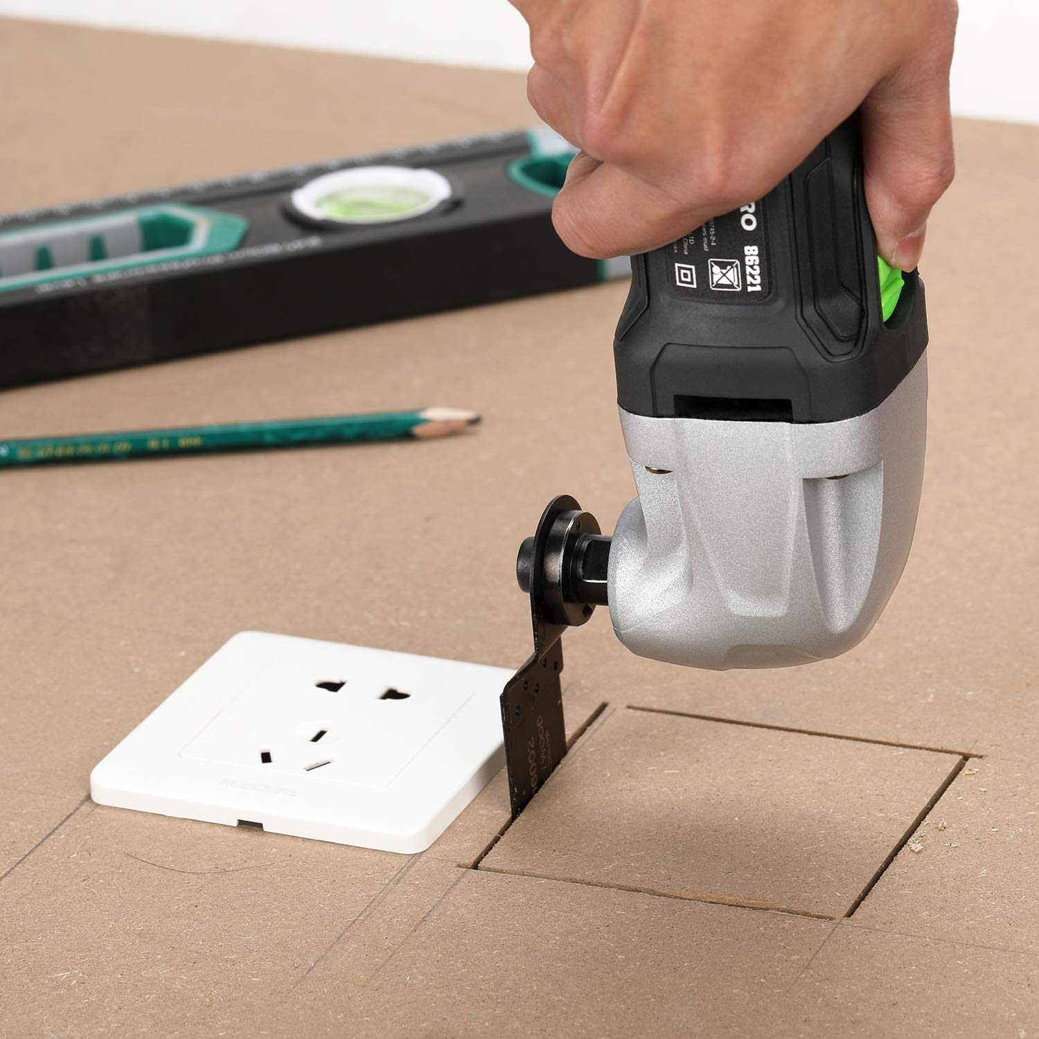 GALAX PRO 22000 OPM 1.5A Oscillating Multi Tool 3 Degree Oscillating Angle with 3 Pieces Saw Blades 1 Piece Semi Circle Blade Sanding Plate 6 Pieces S