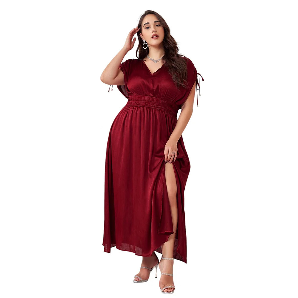 Womwn Plus Size Evening Dresses Summer Oversize Red Formal Occas Long Dress Female Large Size Elegant Prom Vestidos Robe 250520
