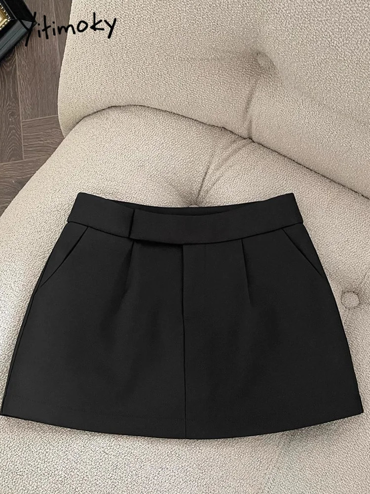 Vintage Skirt Fashion Streetwear Casual Skirts Solid Pockets Wrap The Buttocks Sweet Mini 2025 Spring Summer 250513Z
