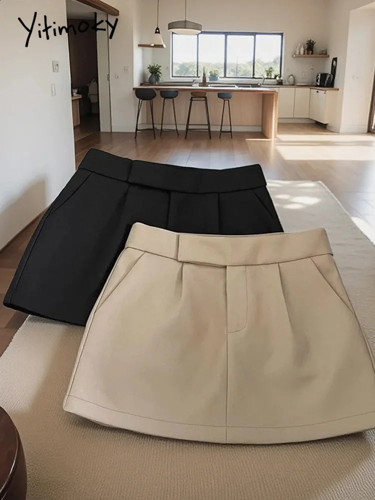 Vintage Skirt Fashion Streetwear Casual Skirts Solid Pockets Wrap The Buttocks Sweet Mini 2025 Spring Summer 250513Z