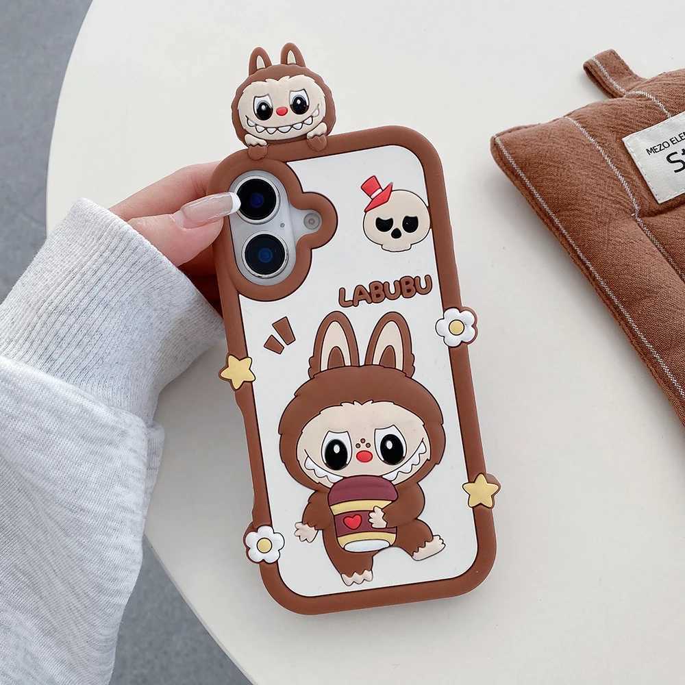 Funny Cartoon Labubu Monsters Toy Case For iPhone 13 14 15 Plus 16 Pro Max Soft Silicone Cover Z250521