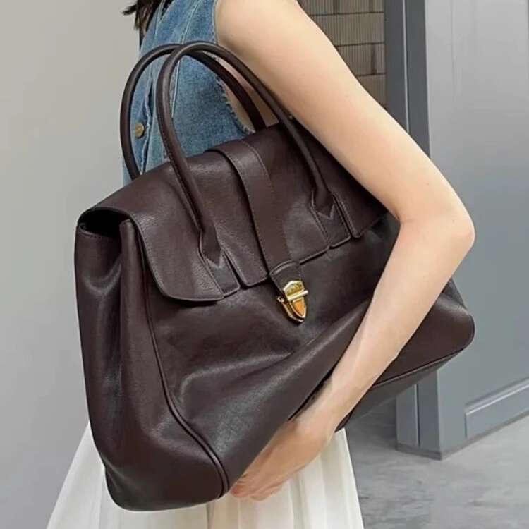 Tote Bag Tote Bag Qiu Zhen Handbag Original Vegetable Tanned Top Layer Cowhide Hand Held Briefcase Women S Genuine Leather Large Capacity Commuting Ba