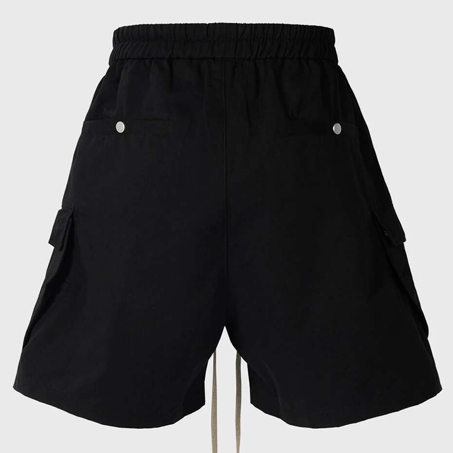 Men Cargo 2025 Summer Black Loose Casual Shorts Side Pocket Wide Leg Short Pants For Male