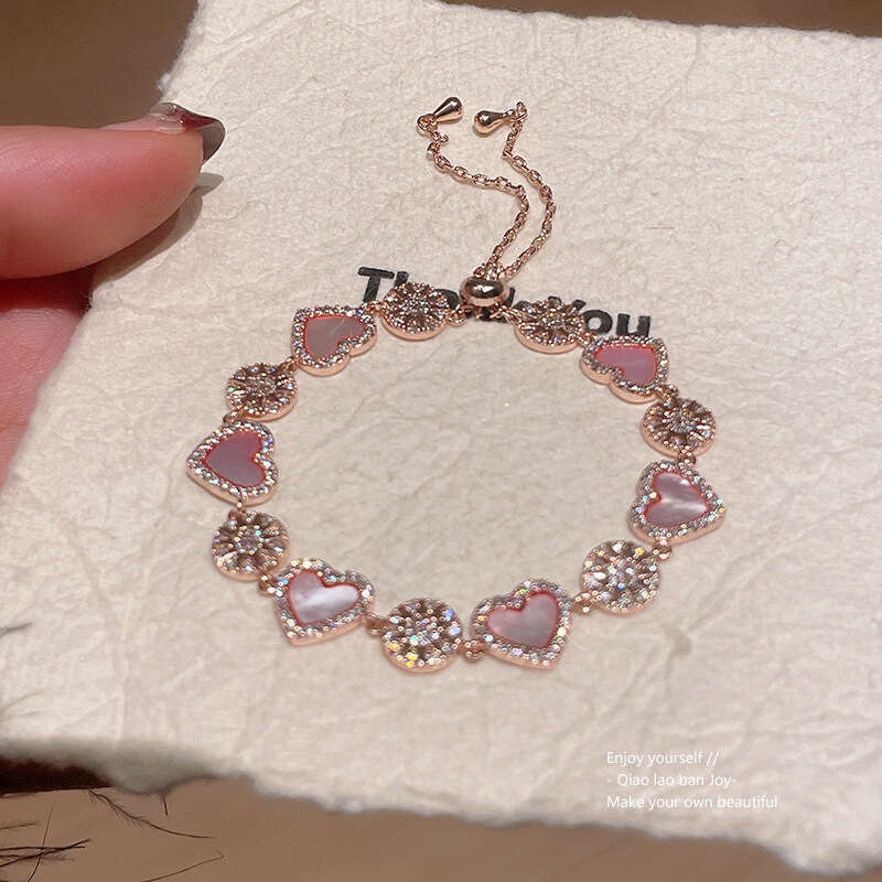 Zirconia Shell Love Sun Adjustable Bracelet Ins Sweet Girl Heart Hand Ring Light High End Handmade Women designer bracelet jewlery designer with gift 
