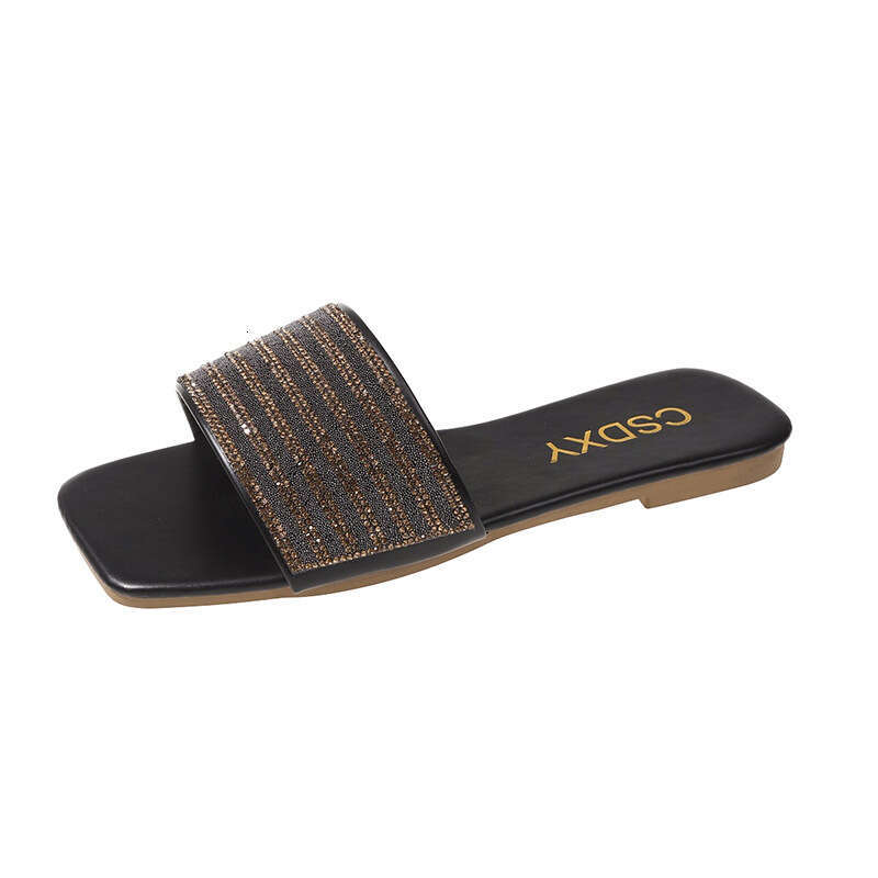 Flat Bottomed Fashionable And Comfortable Slippers For 2025 Small Sandals With Sparkling Diamond Letters Outdoor Versatile And Casual Height Increasin