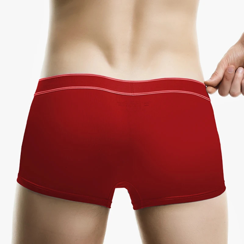 5PCS Ice silk antibacterial underpants mens four-cornered trousers flat-cornered short slits summer thin sporty large-sized 250519