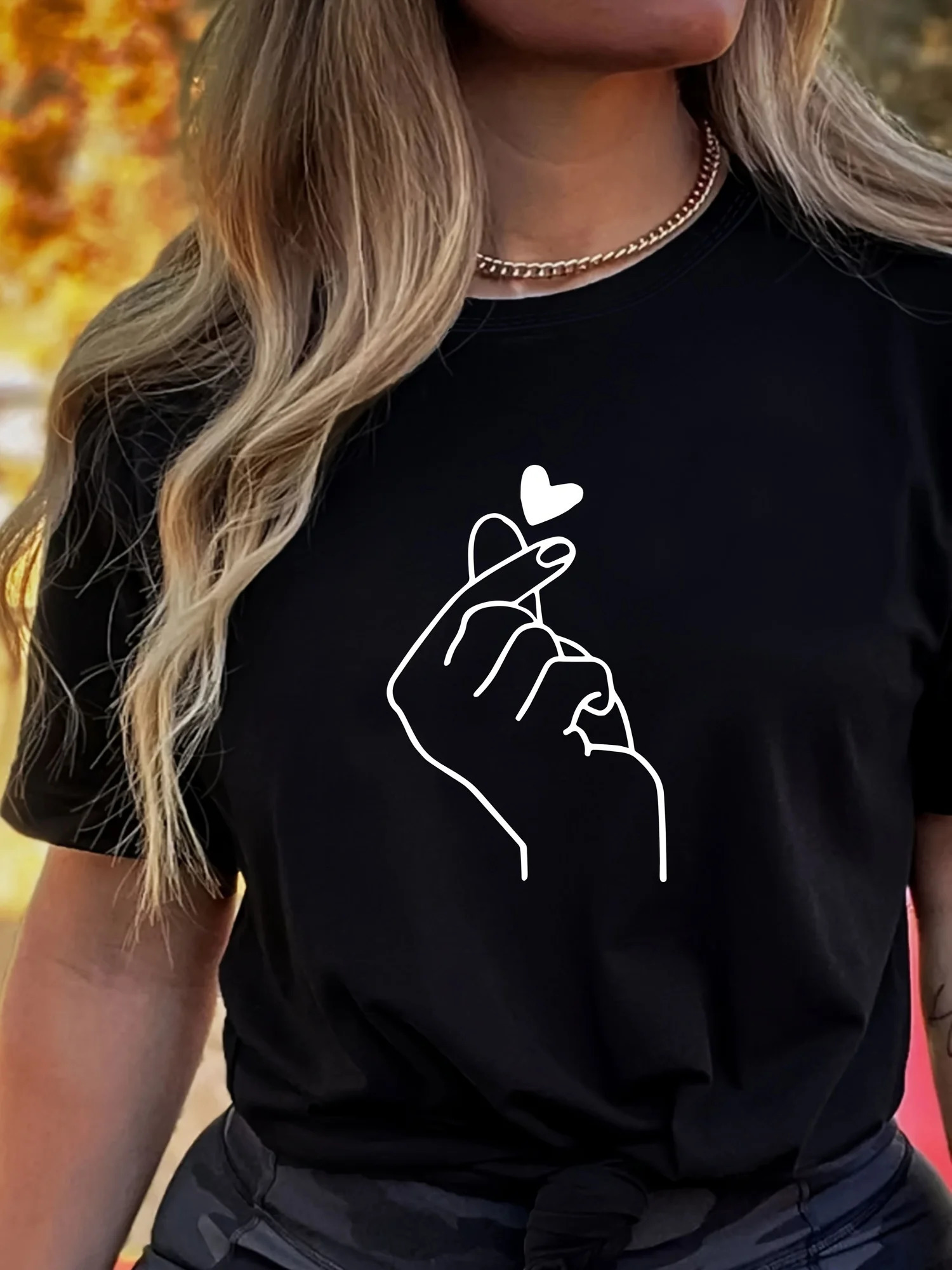 Cute Print Solid Crew Neck T-Shirt Short Sleeve Casual Every Day Top For All Season Womens Clothing 250517