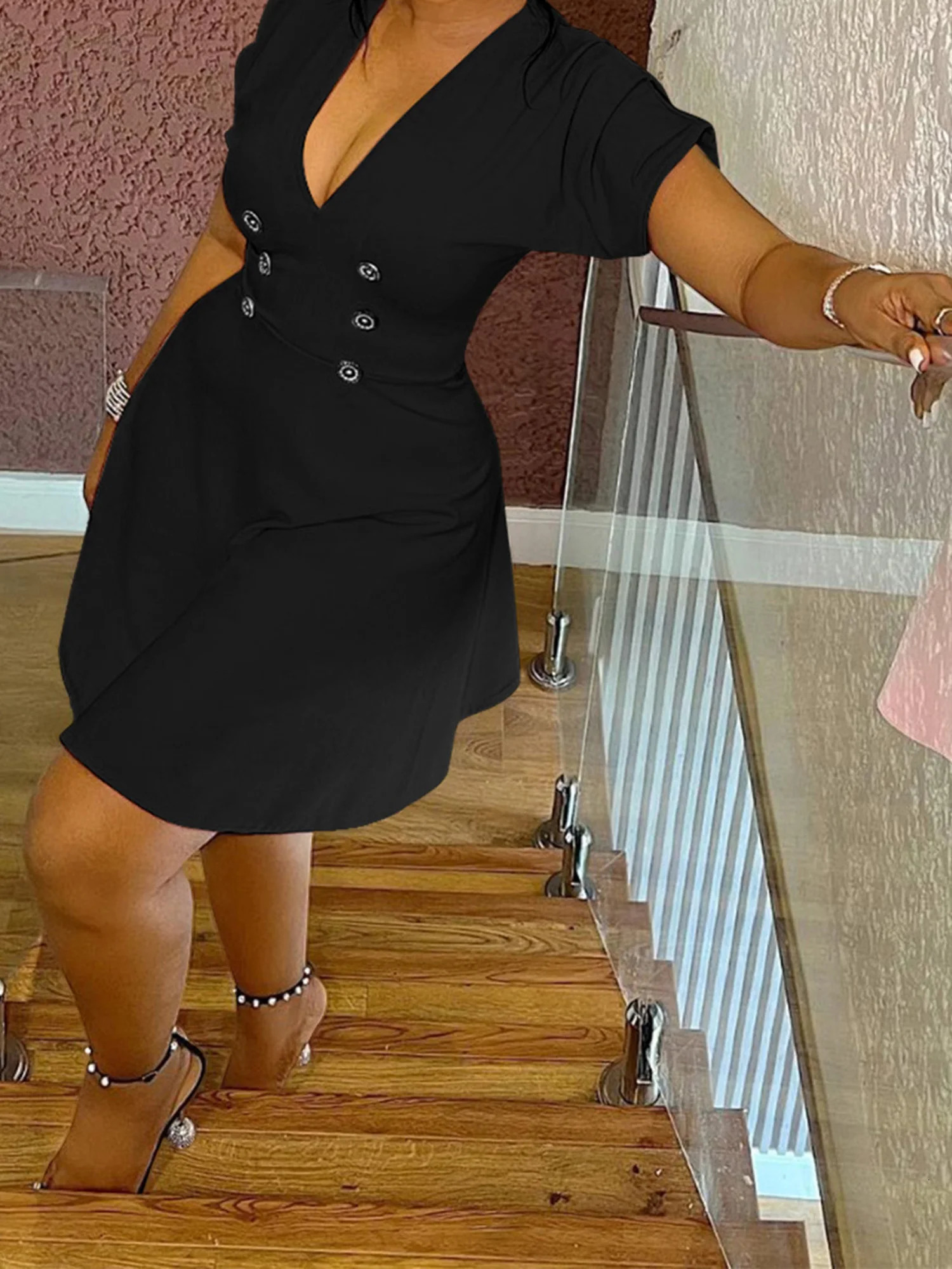 Women Plus Size Dress Floral Print Ruffle Sleeve V-Neck Summer Casual A-line Dress with Belt Detail and Pockets 250520