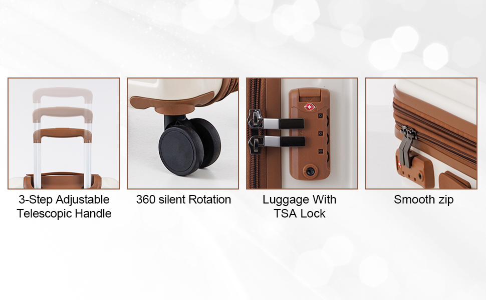 5 Piece Expandable ABS Luggage Sets with TSA Lock, Tote & Makeup Bag for Business & Personal Trips
