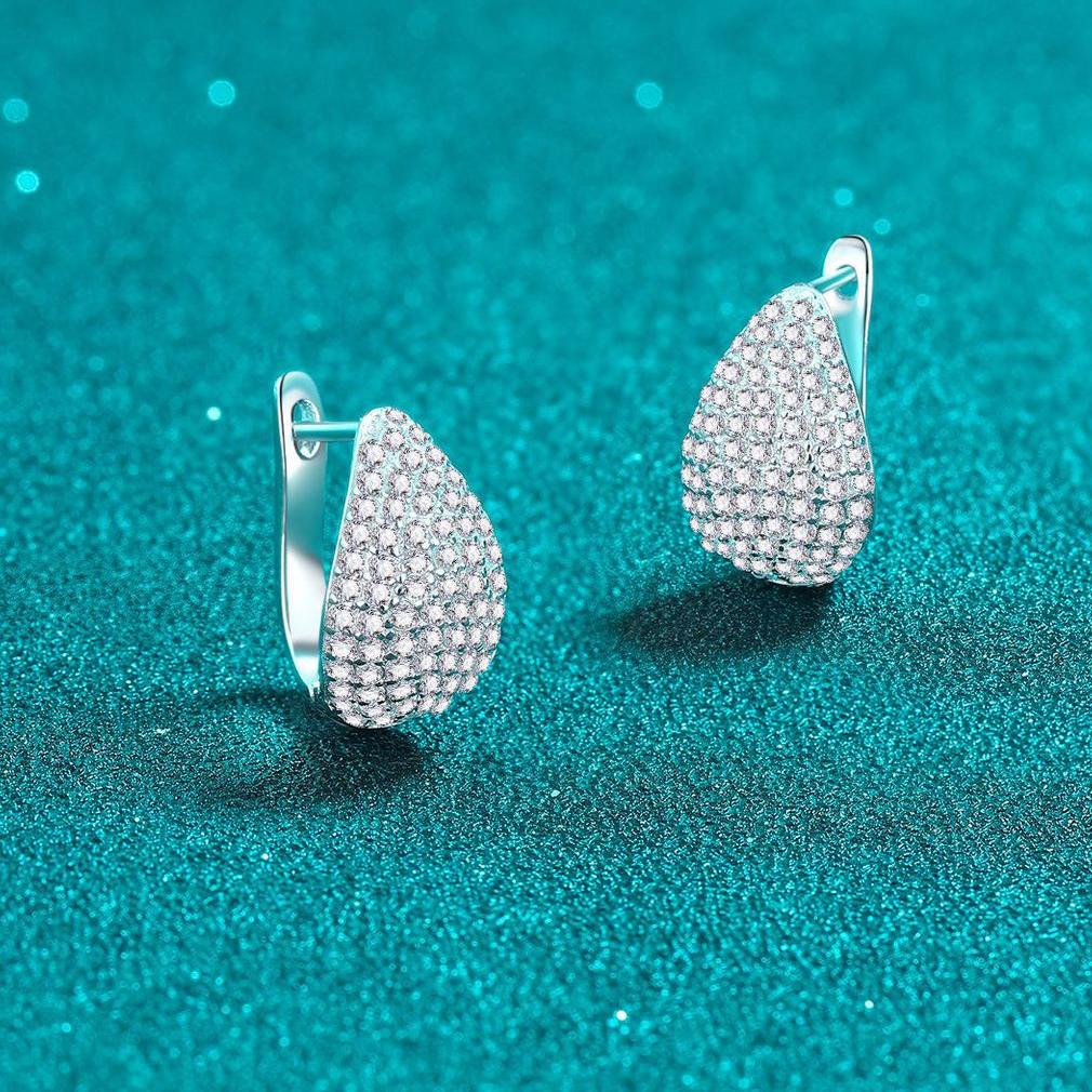 S925 Sterling Silver Moissanite Pear-Shaped Earrings, Simple & Elegant, Perfect for Fashion and Special Occasions