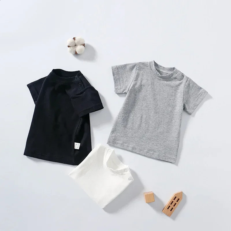 Baby TShirt GirlsBoys Tops Soft Cotton Clothes Plain Color Short Sleeve Round Neck Tees Summer Infant Casual Costume 012Monts 250517z