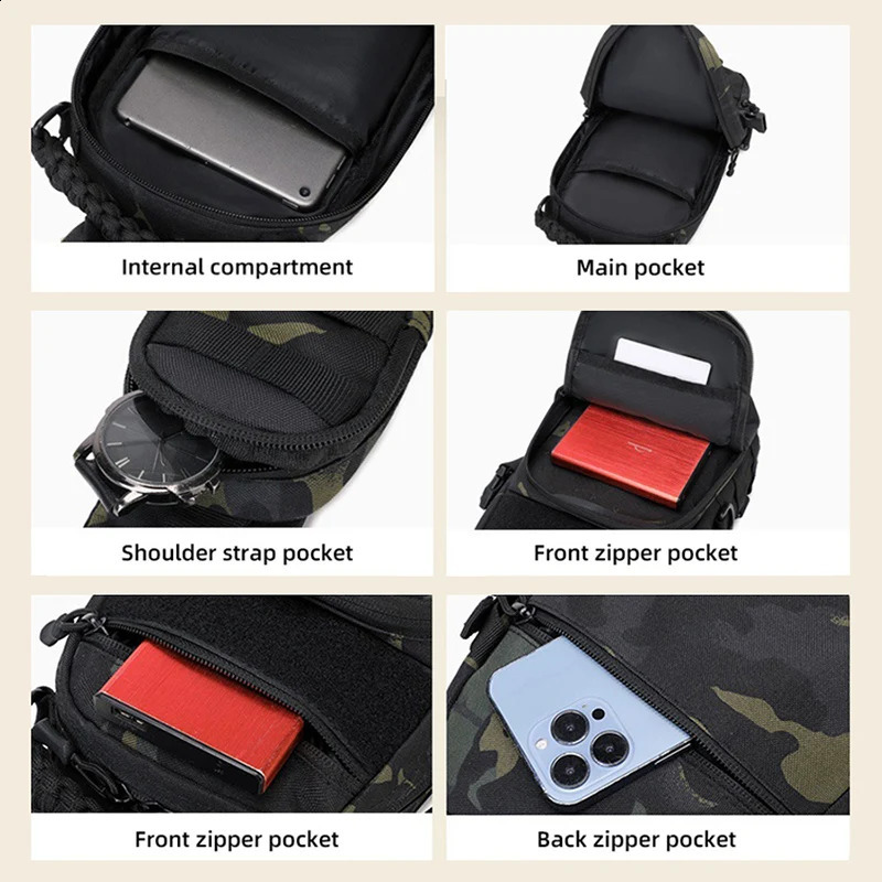 Mens Camping Chest Bag Tactical Sports Shoulder Outdoor Fanny Pack Hiking Climbing Cycling Fishing MOLLE System Sling Bags 250519 - view 6