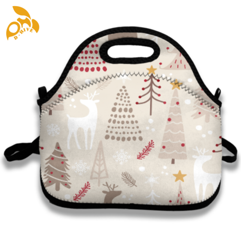Free delivery. fashion designers customize round, beige white and black half-length, lightweight and simple children's meal bags