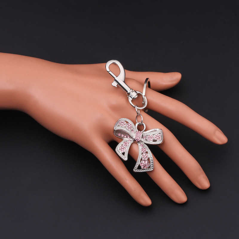 Colorful diamond bow bag pendant, keychain, light luxury design, women's shoulder bag decoration