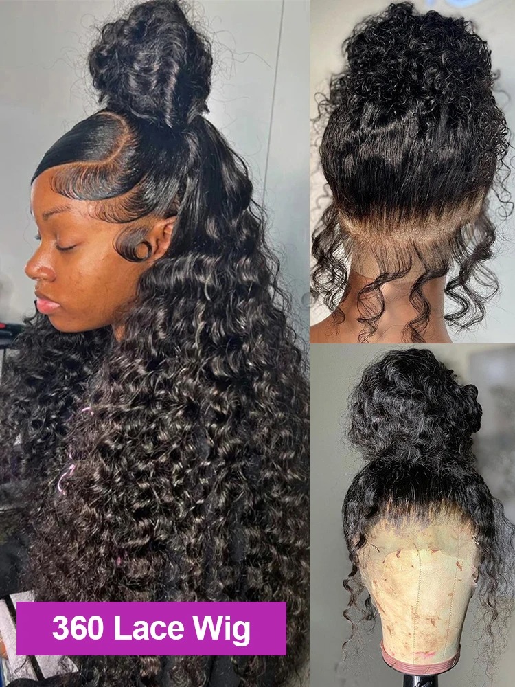 Loose Wave 300 Density 13x6 Lace Front Human Hair Wigs 36 Inch Brazilian Water Deep Wave Wigs For Women 13x4 HD synthetic Lace Curly Wigs