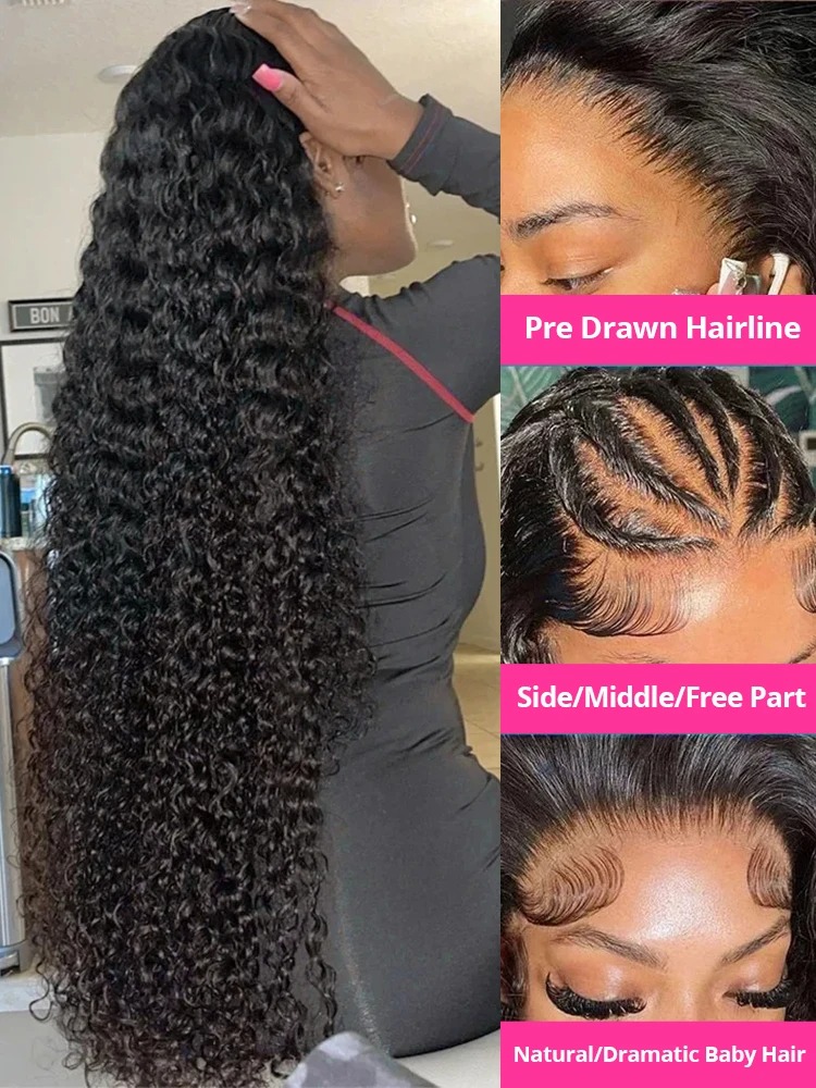 13x4 Hd 250 Density Afro Kinky Curly Wig Human Hair 13x4 Frontal Deep Wave Curly Lace Front Wigs For Women on sale Synthetic