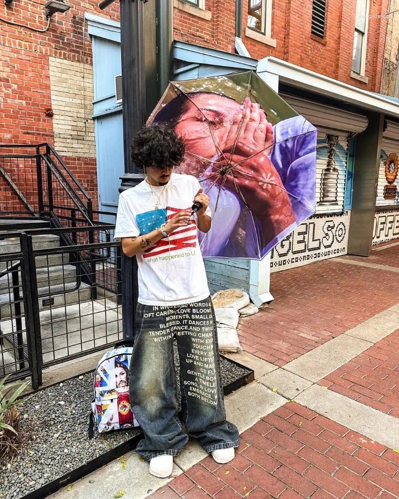 Men's Pants Y2K Men Jeans Vintage American Pattern Letter Streetwear Gothic Harajuku Hip Hop Women Fashion Casual Wide Leg Z260315