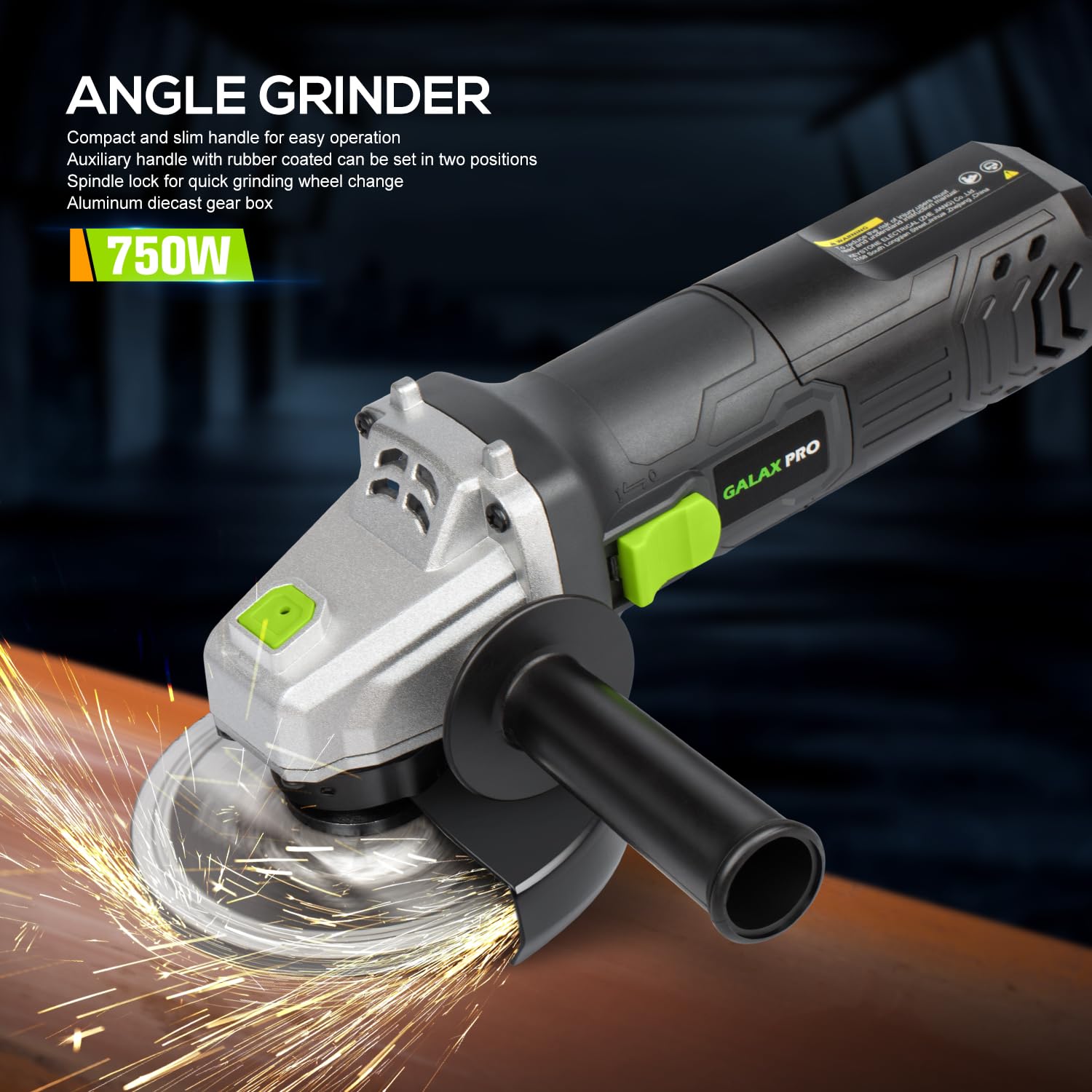 GALAX PRO Electric Angle Grinder Equipped with 4.0 Amps Motor with 4-1/2 inch Corded Angle Grinder 12000RPM with Cutting Grinding Wheels Flap Disc and