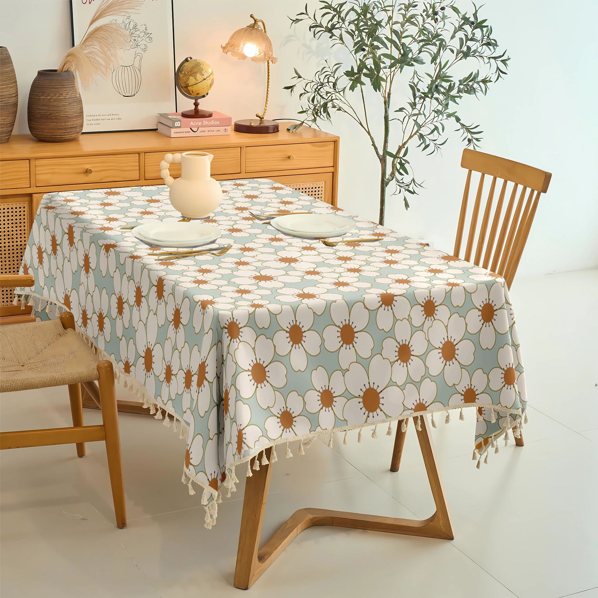 A715 Nordic tablecloth fabric imitation digital waterproof and oil-proof washable rectangular coffee table table mat tablecloth desk net red