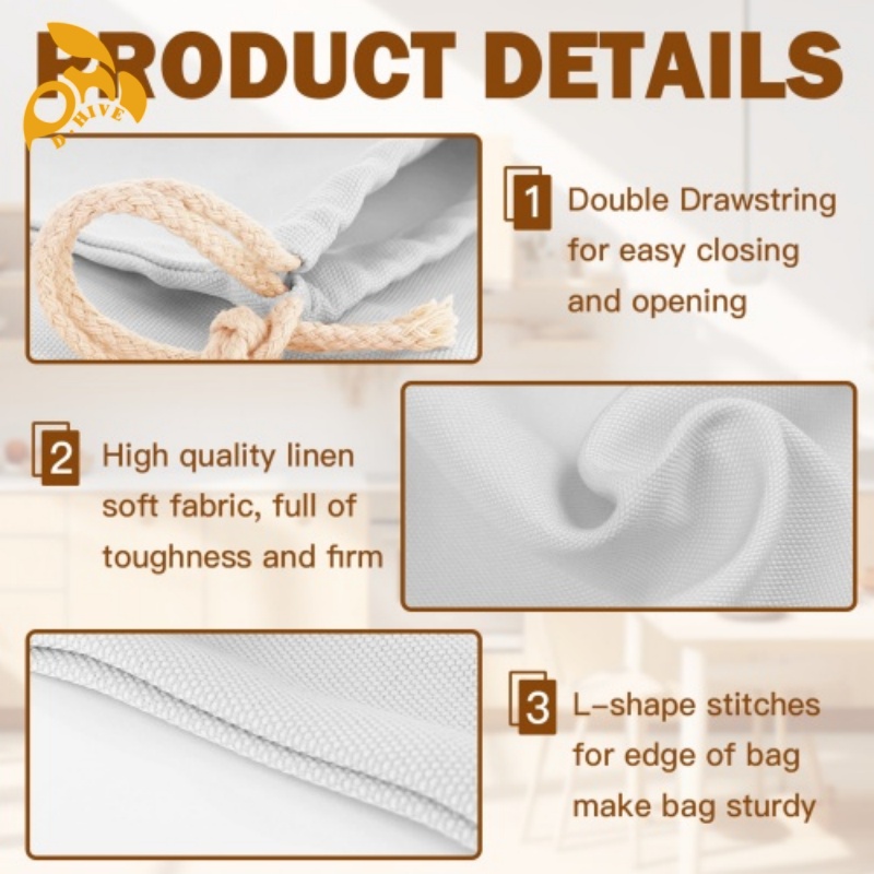 Free delivery.fashion designers customize round, beige black half-length, lightweight and simple canvas makeup drawstring bags