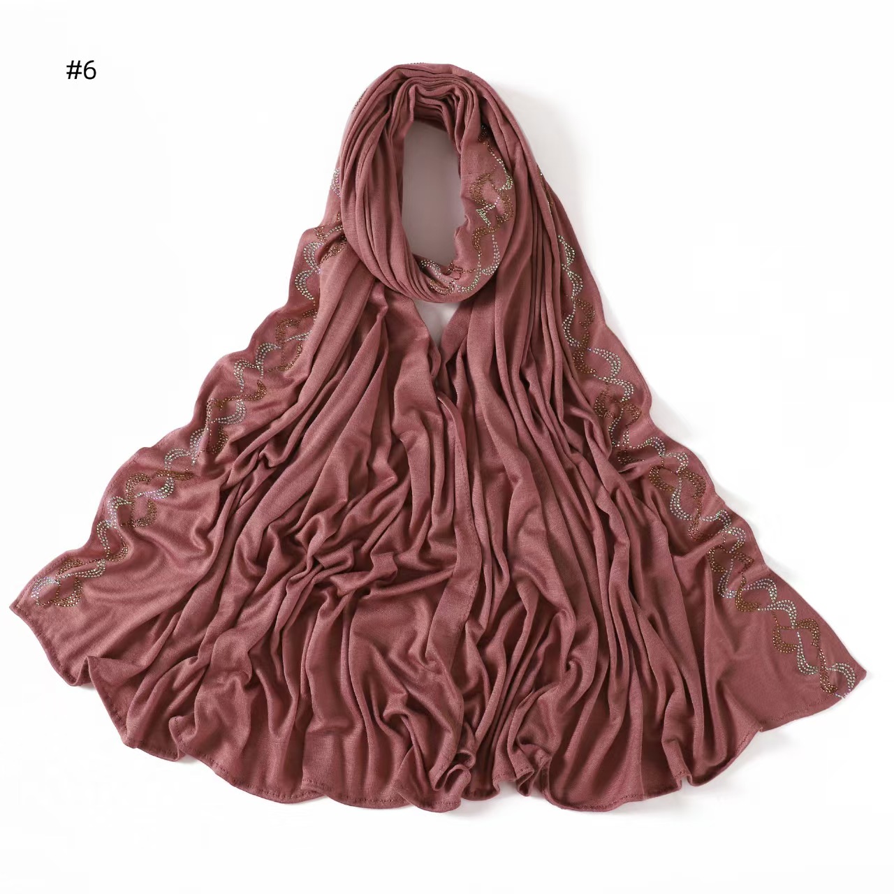 T765 cotton two-color wave hot diamond sweat cloth long scarf modal shawl scarf headscarf